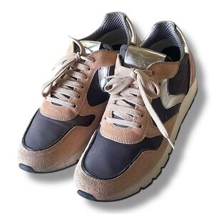 VOILE BLANCHE JULIA POWER Suede & Washed Fabric Sneakers PeachPink & Grey 40/10